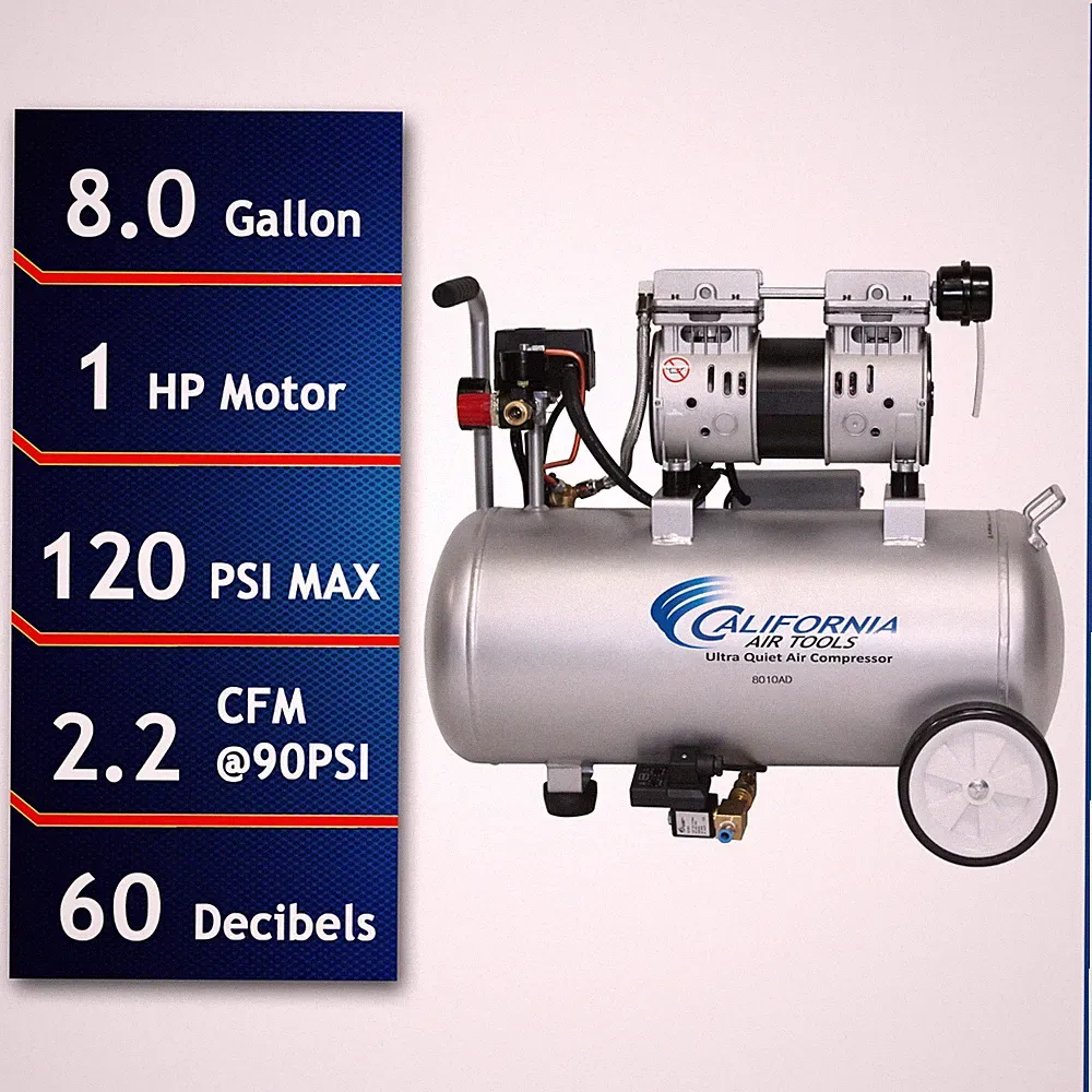 California Air Tools 8010AD Ultra Quiet, 1 hp 8gal Air Compressor - NEW