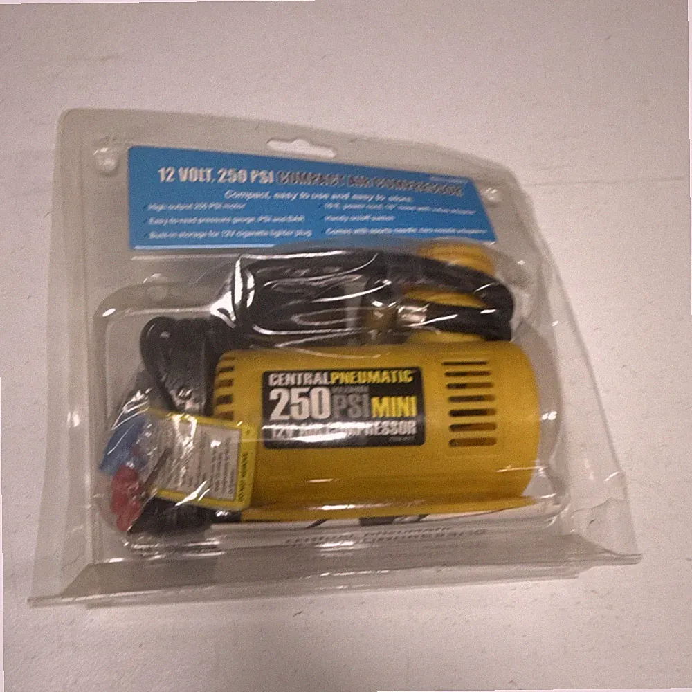Central Pneumatic 250 PSI Mini Air Compressor 12V Portable Yellow Black