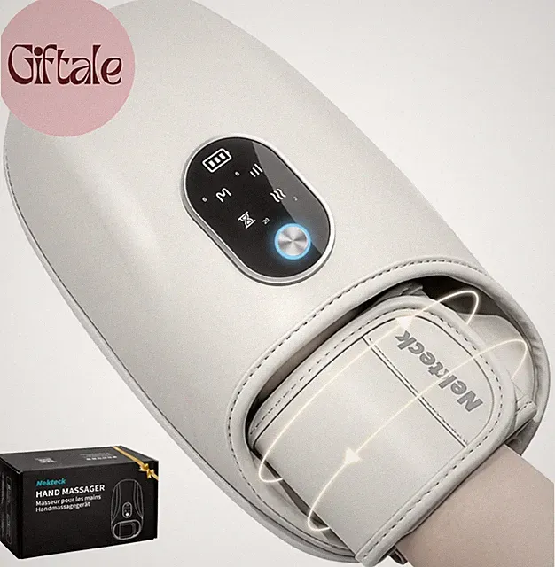 Hand and Wrist Massager with Heat and Compression, Cordless Rechargeable Hand Ma