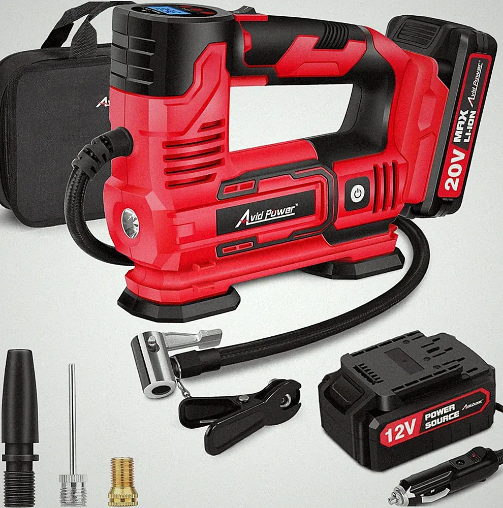 Tire Inflator Portable Air Compressor, 20V Cordless Car Pump W/Rechargeable Li-I