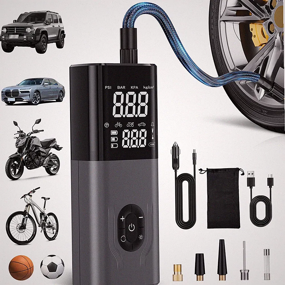 Tire Inflator Portable Air Compressor, CKWUE 180PSI Cordless Stand, Brown